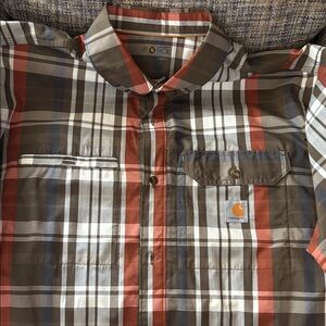 Carhartt Men's Casual Plaid Shirt - Brown and orange 2XL